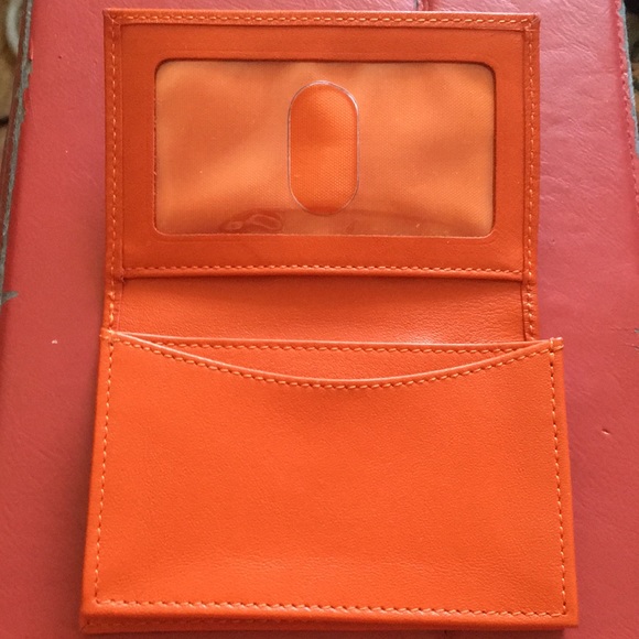 Clava Orange Leather Card Holder - Picture 2 of 4